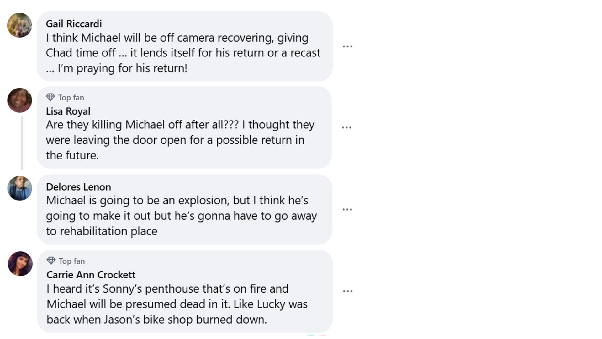 More fan reaction on Michael&#039;s teaser shot (Image via Facebook/@General Hospital)