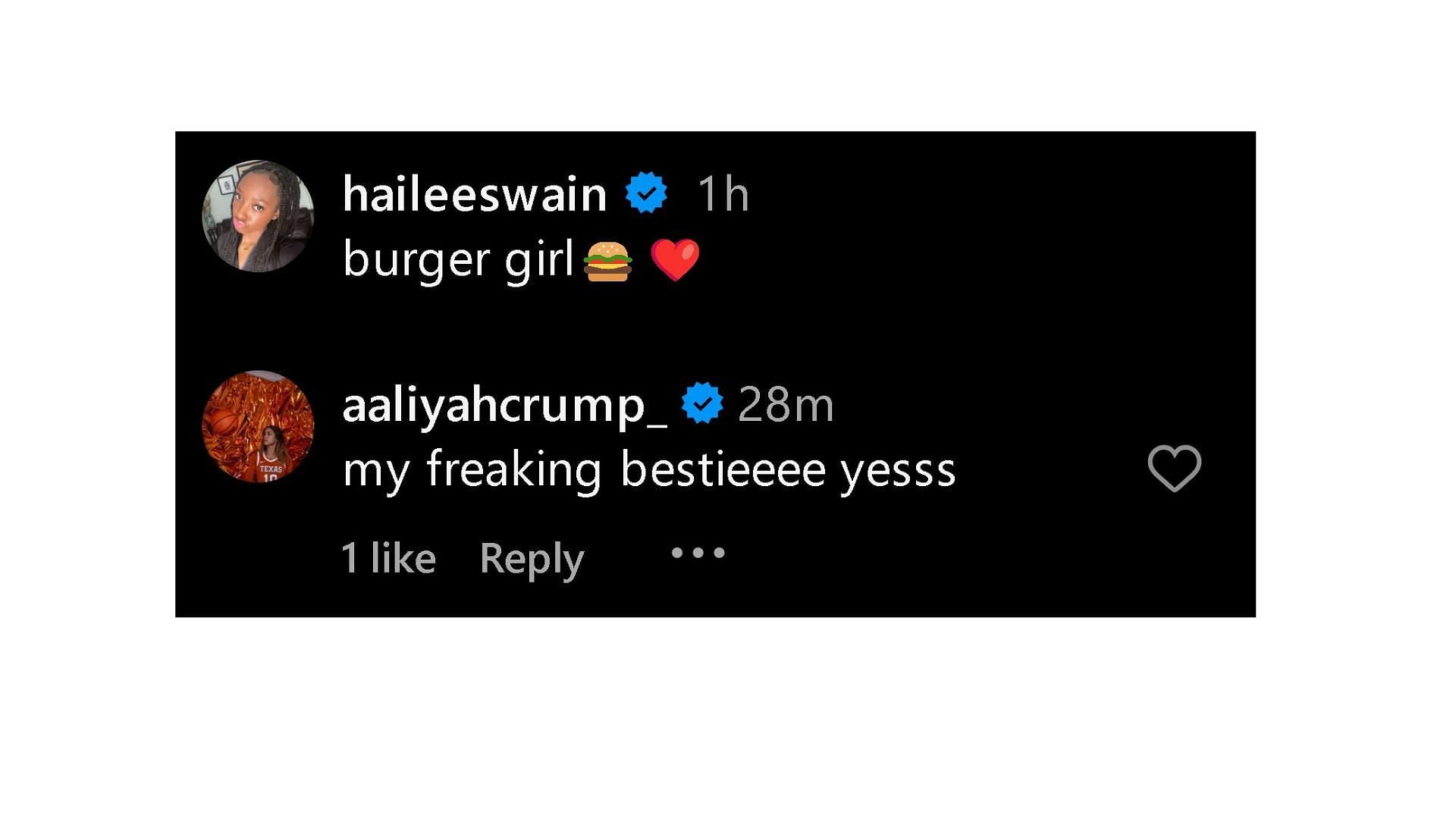 Aaliyah Crump shares 4-word reaction to 2x FIBA gold medallist Hailee Swain following McDonald&#039;s All-American nod (Image by Instagram/@haileeswain)