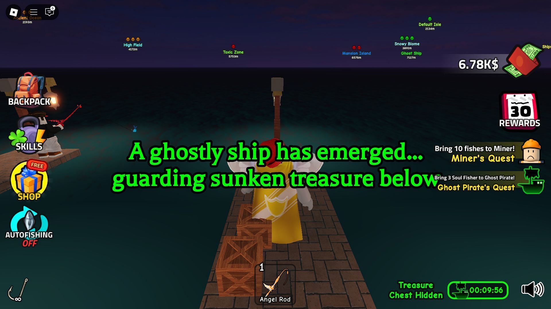 Ghost Ship spawn message (Image via Roblox)