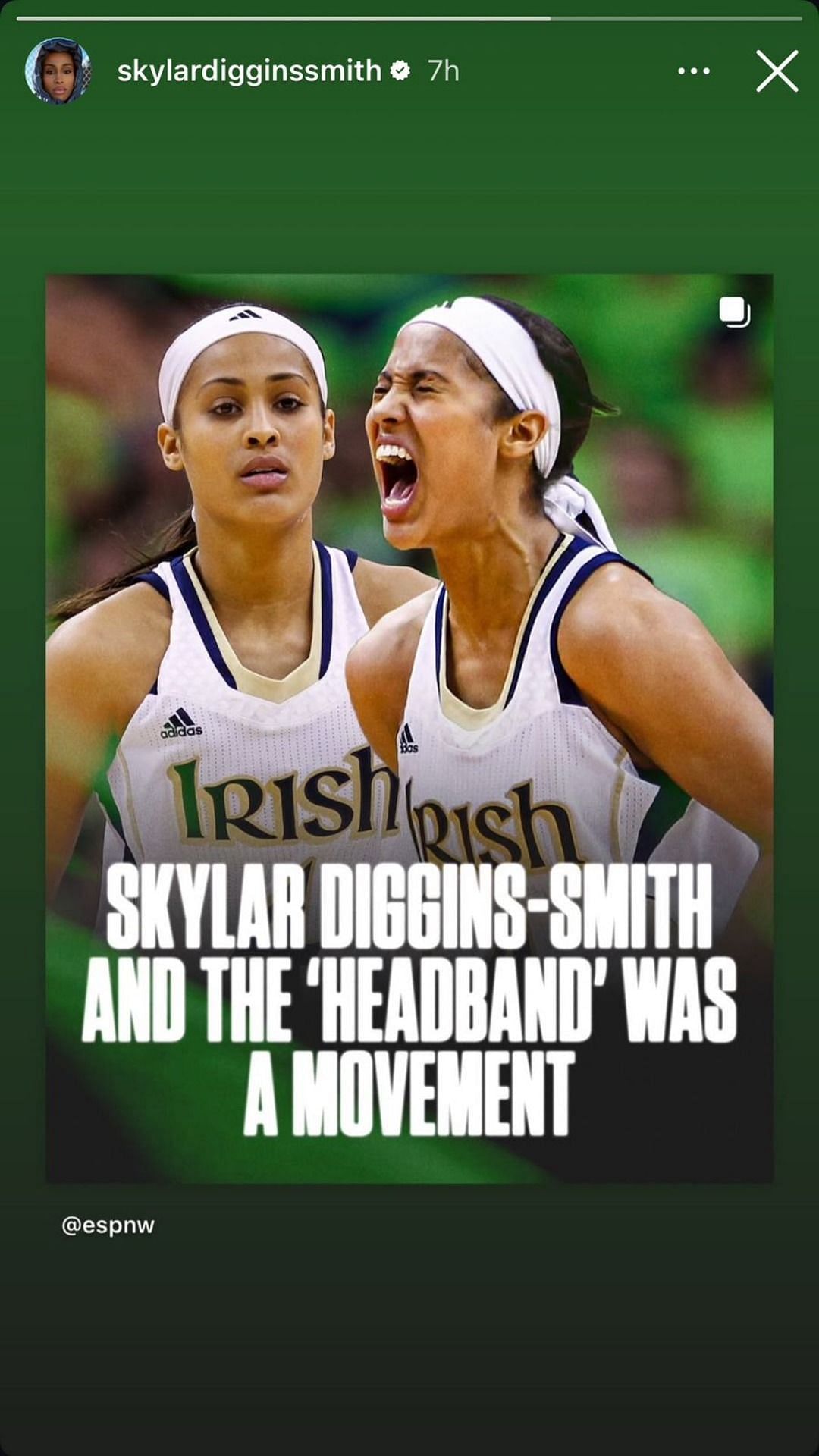 Skylar Diggins-Smith shares a post about her iconic headband. Image source: IG.com/skylardigginssmith