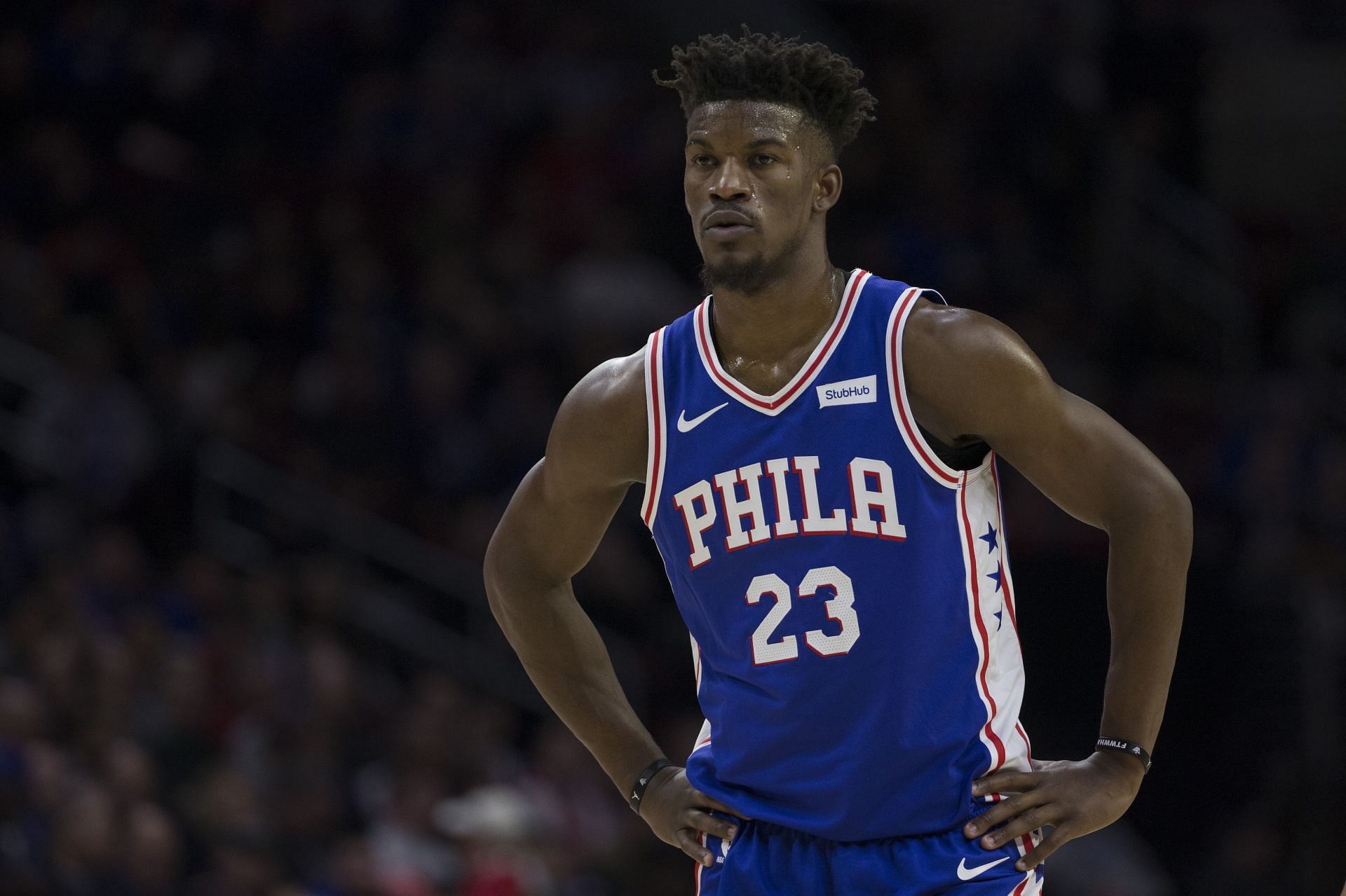 Jimmy Butler during his short stint at the Philadelphia 76ers. (Credits: Getty)