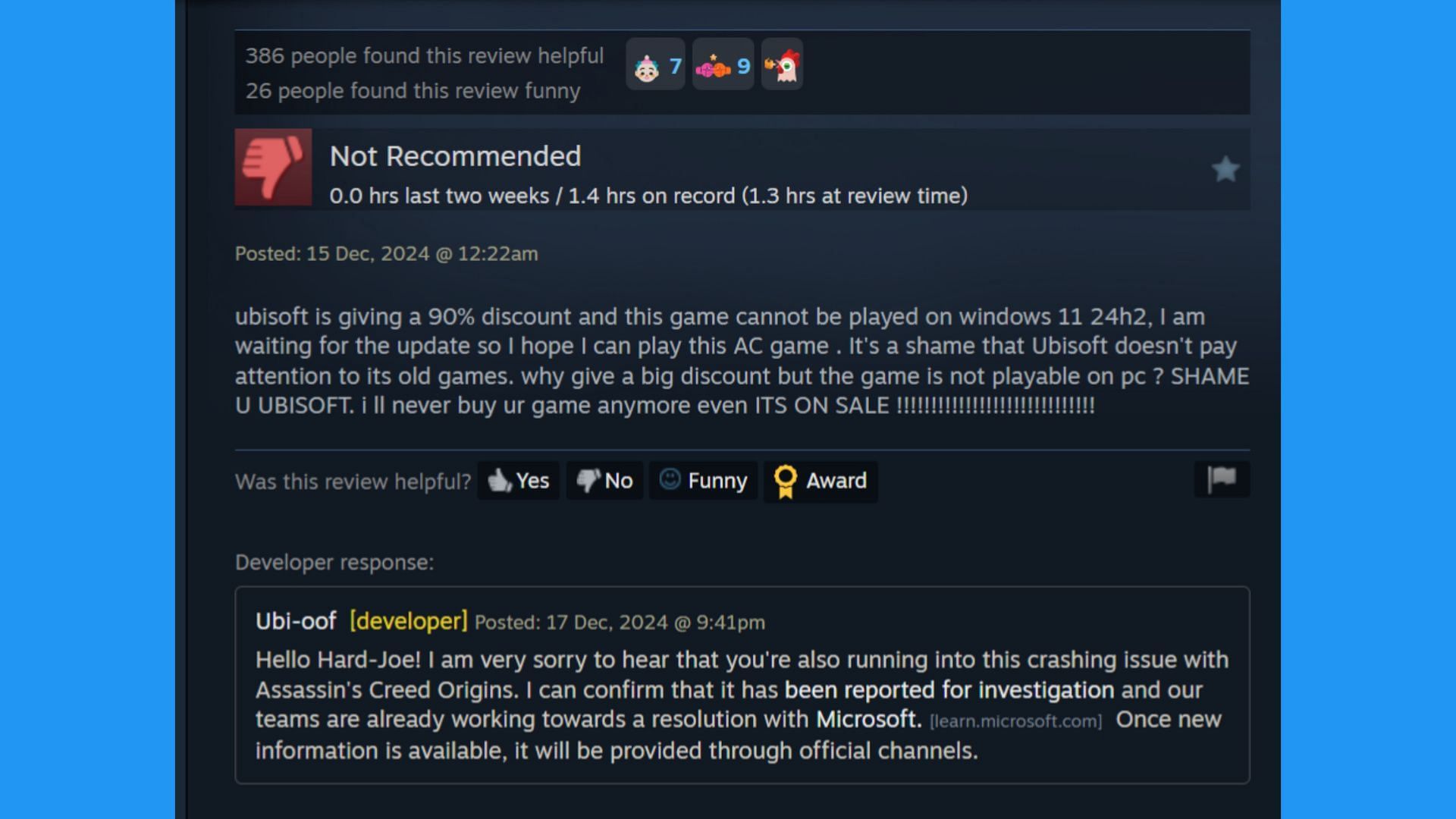 Fans are not happy, and rightfully so! (Image via Steam)