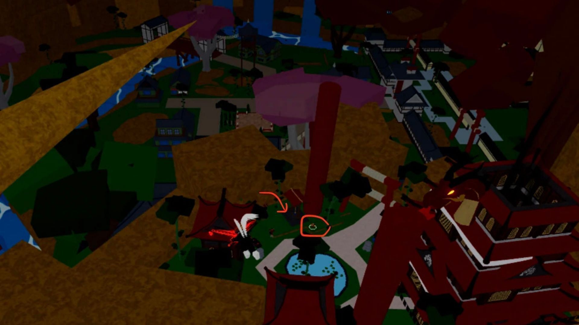 Uzoth&#039;s location in Hydra Island (Image via Roblox)