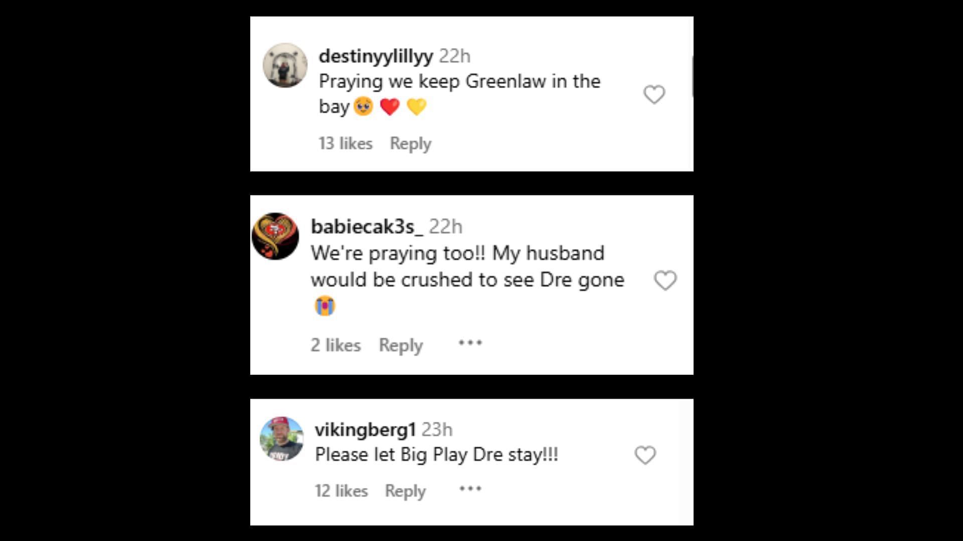 The comment section of Sydney Warner&#039;s Instagram post were flooded with fans upset that Dre Greenlaw may leave.