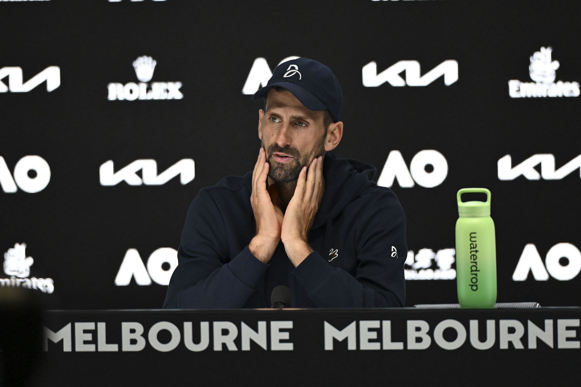 Novak Djokovic talks to media in Melbourne following SF exit (Source: Getty)