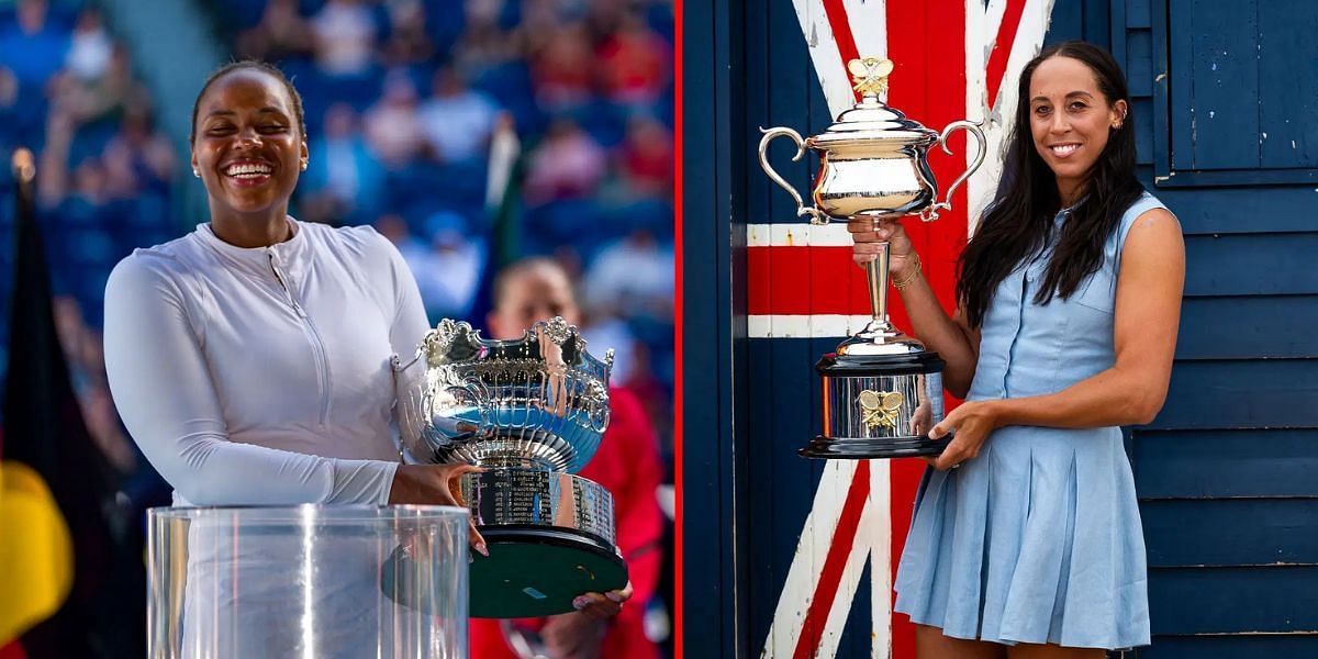 Taylor Townsend (L) and Madison Keys with their Australian Open trophies (Images via Getty)