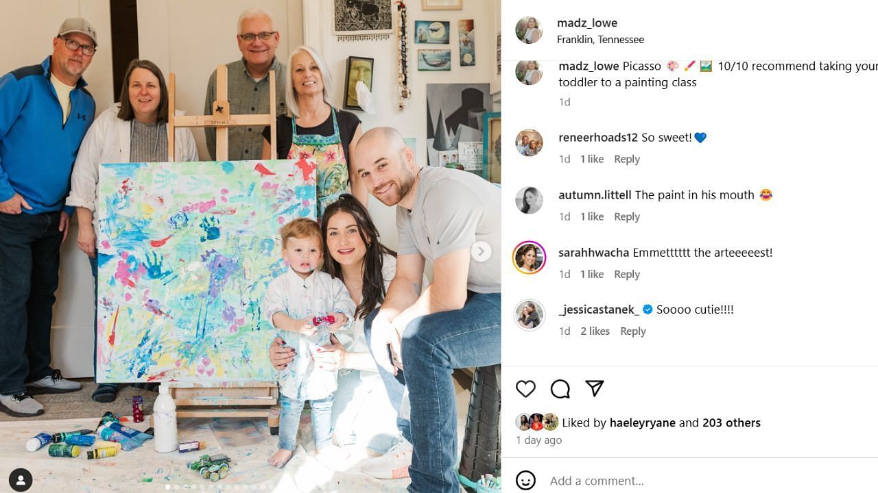 Screenshot of Jessica Stanek&#039;s comment on Madison Lowe&#039;s Instagram post (Image from - Instagram.com/@madz_lowe)