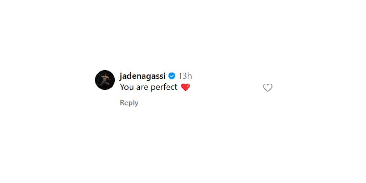 Jaden Agassi&#039;s comment on girlfriend Catherine Holt&#039;s Instagram post (Image via Instagram@catherinemholtt)