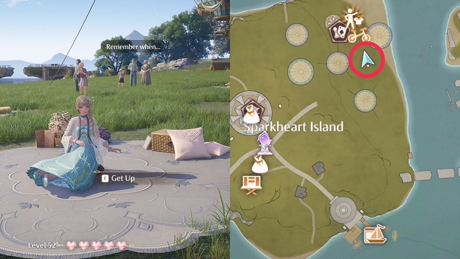 Location of the Picnic Blanket in Firework Isles (Image via Infold Games)