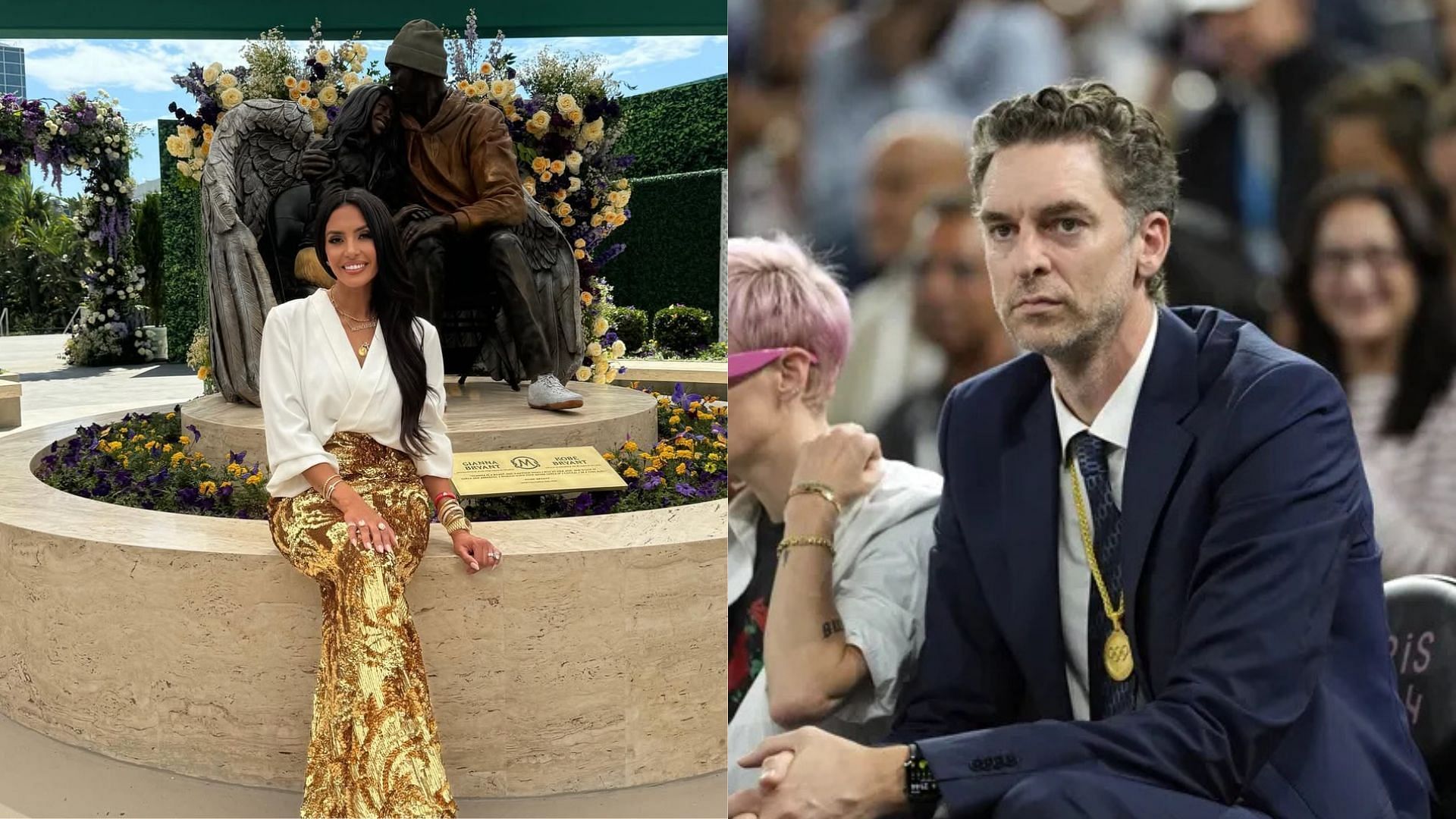 Vanessa Bryant poses for a photo, former NBA player Pau Gasol at the 2024 Paris Olympic Games. Photo Credits: Vanessa Bryant