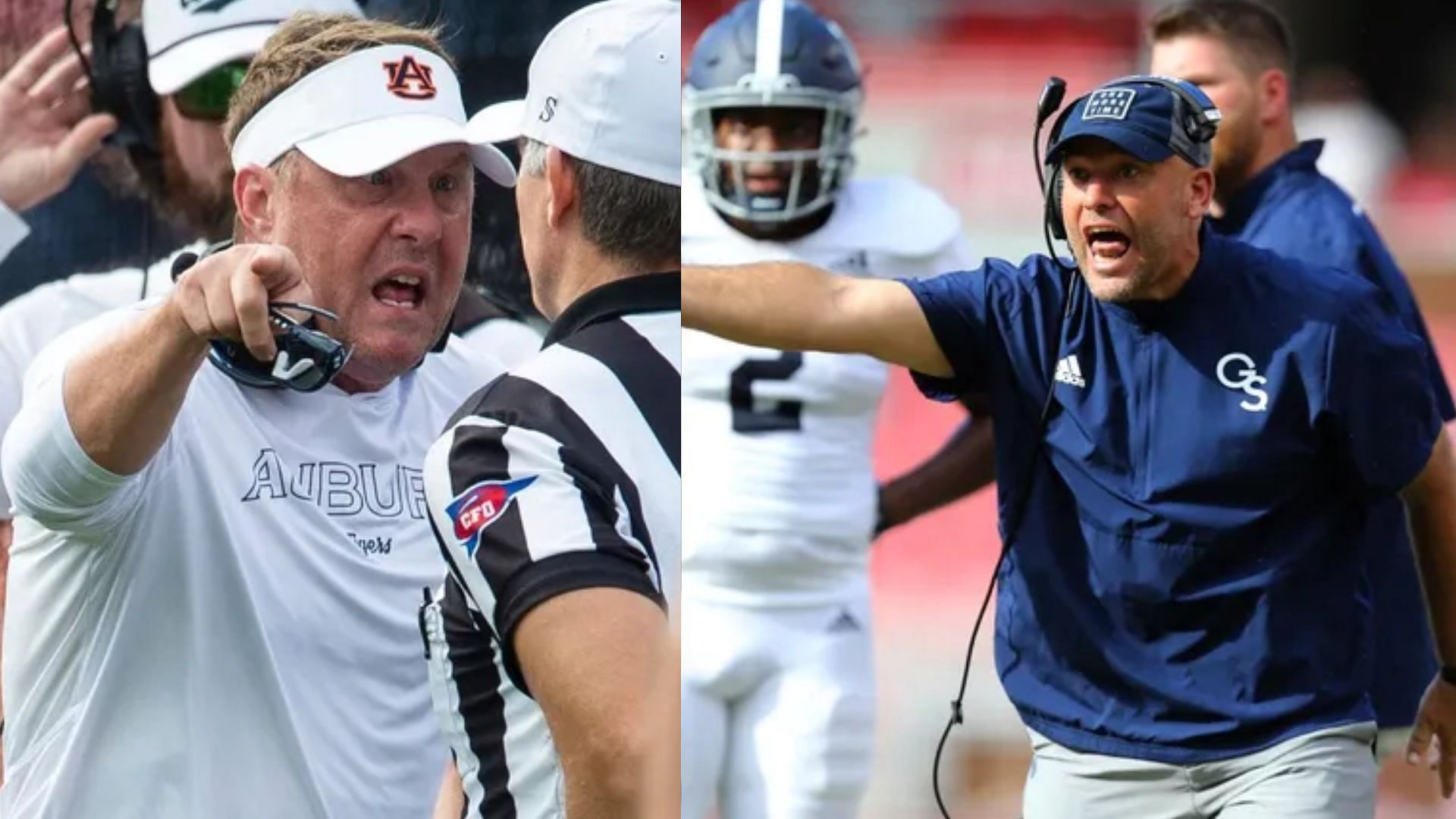 Auburn coaches Hugh Freeze &amp; Chad Lunsford 