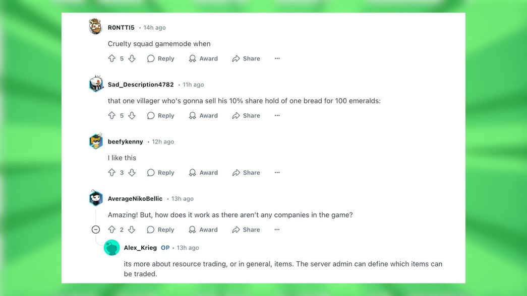 Minecraft player makes mod to turn villager trading into stock market