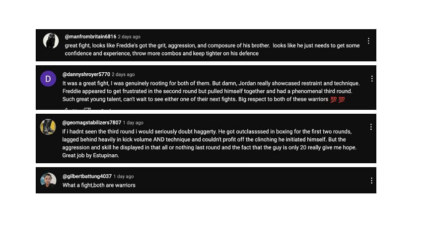 Screenshot of fans&#039; comments. [ONE Championship./Youtube]