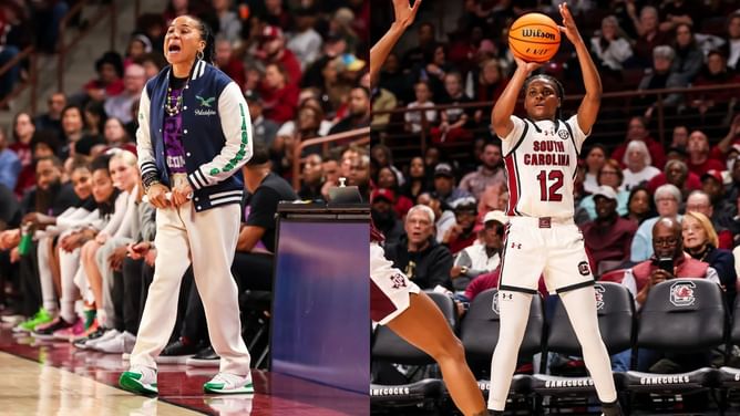 Dawn Staley reacts to MiLaysia Fulwiley's logo three during South Carolina vs Oklahoma: "Wasn't the first time she's done something like that"