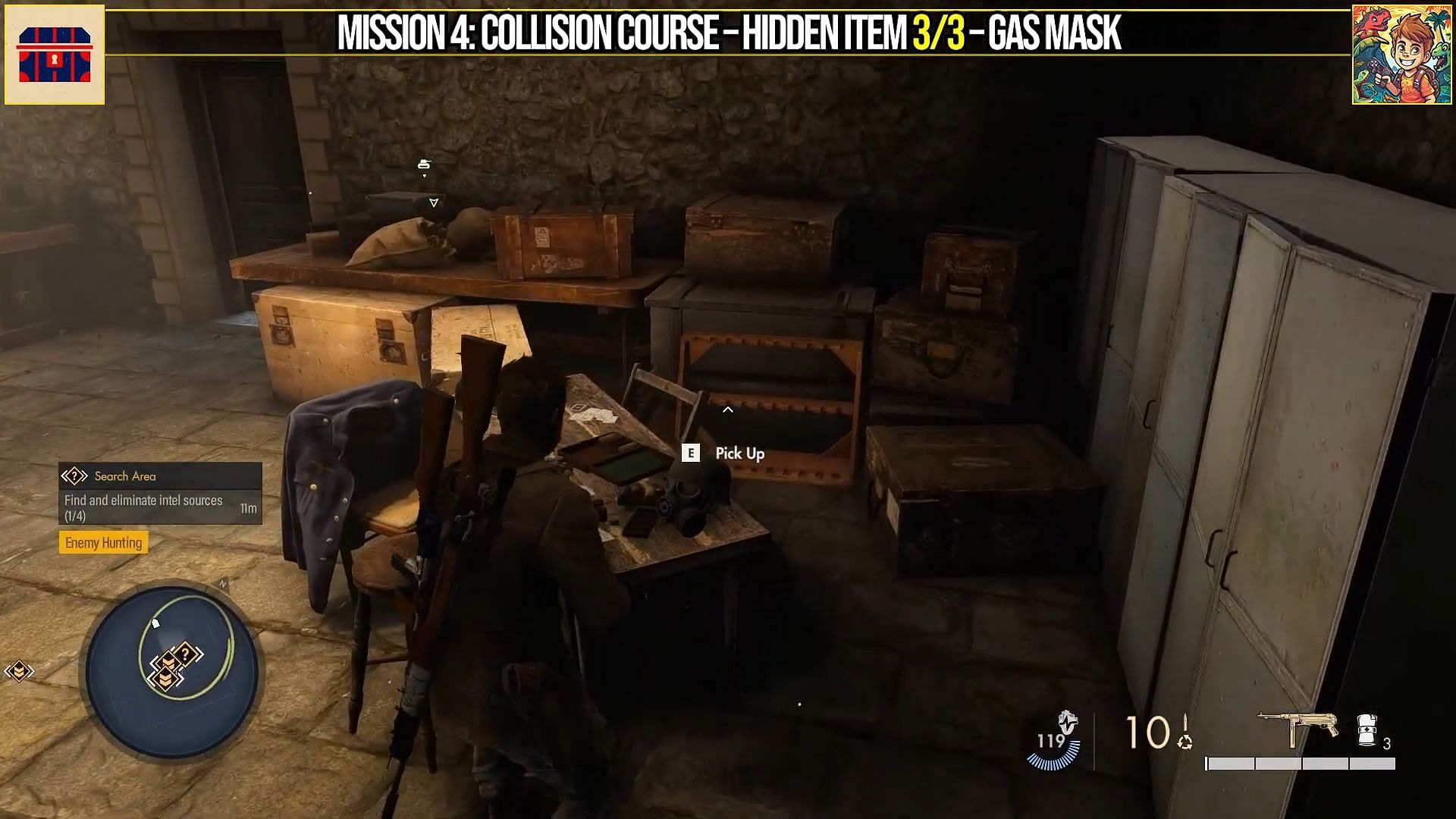 Gas mask location (Image via YT@Game Guides Channel/Rebellion)