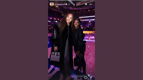 Karl-Anthony Towns GF Jordyn Woods shares picture with Simone Biles. (Credits: @jordynwoods/Instagram)