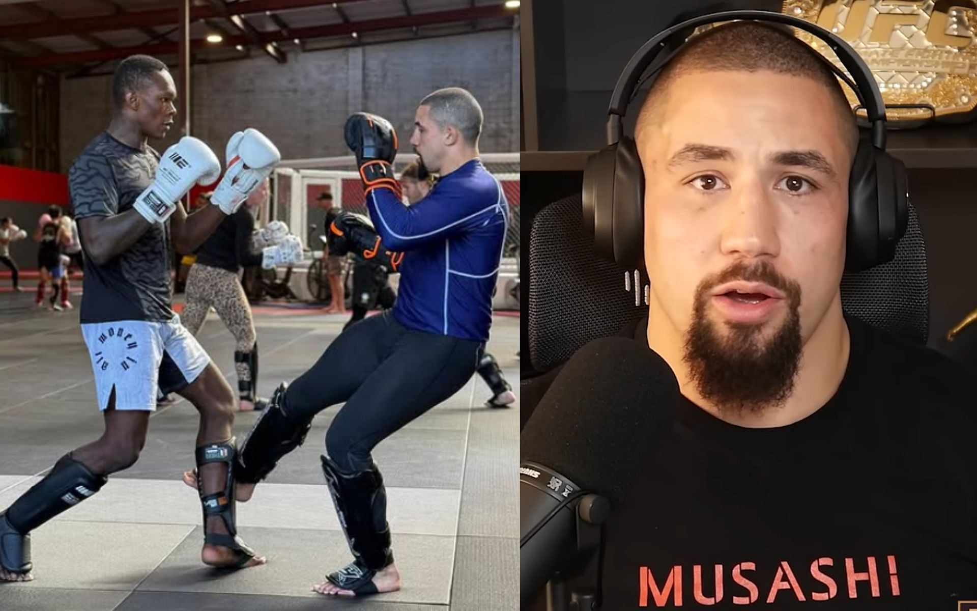 Robert Whittaker (right) shares what shocked him most about training with Israel Adesanya (left) [Images courtesy: @robwhittakermma on Instagram and @mmarcadepodcast on YouTube]