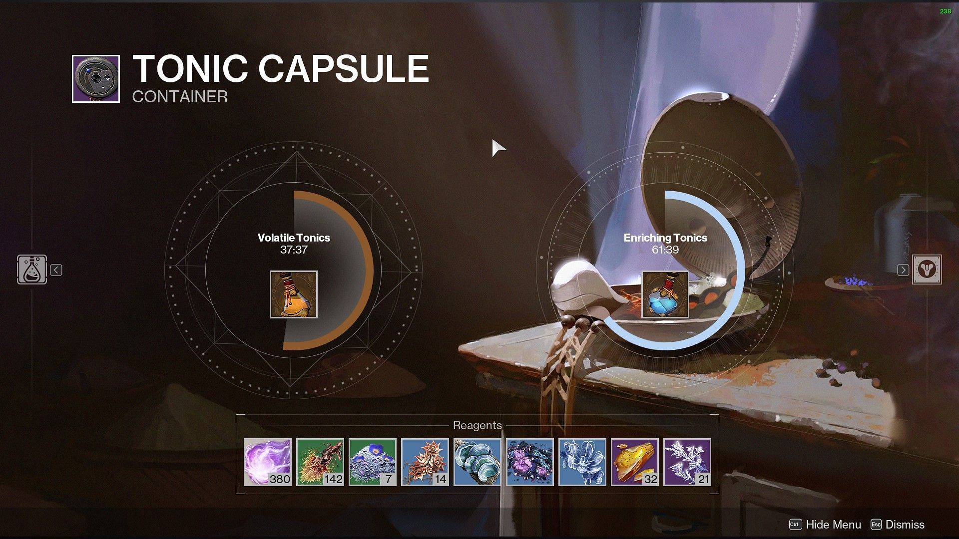 Active tonics in Destiny 2 (Image via Bungie)