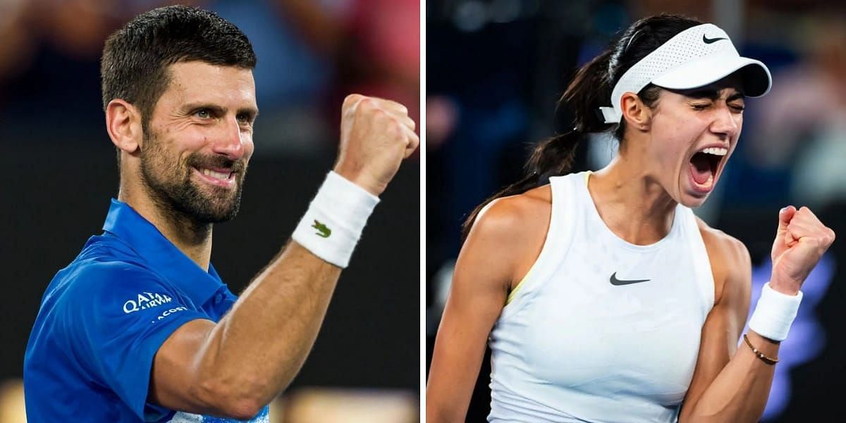 Novak Djokovic celebrates Olga Danilovic