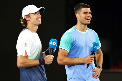 Alex de Minaur (L) and Carlos Alcaraz ahead of Australian Open 2025 (Image Source: Getty)