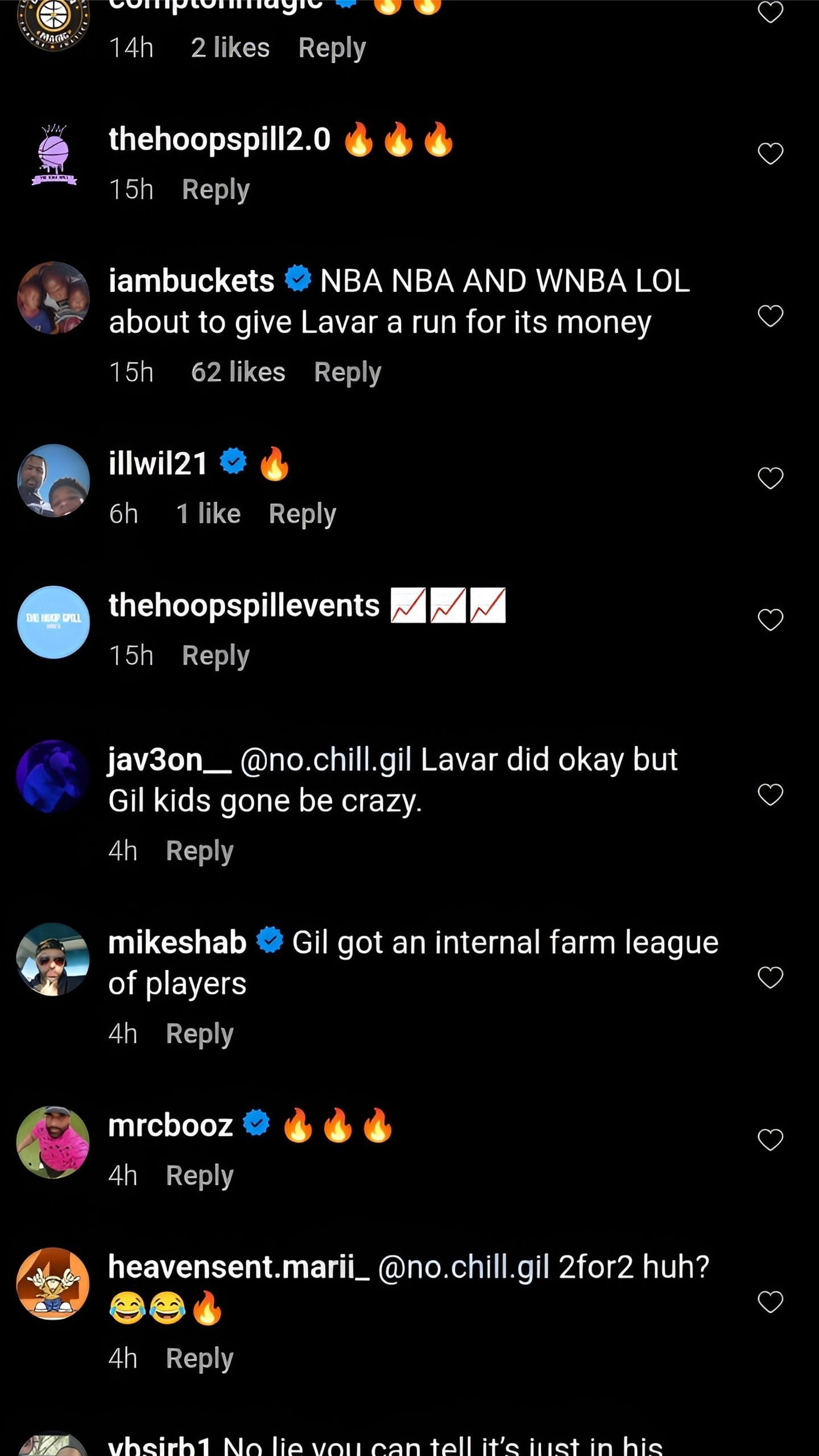 Comments on Aloni Arenas&#039; video [Credit: IG/@thehoopspill]