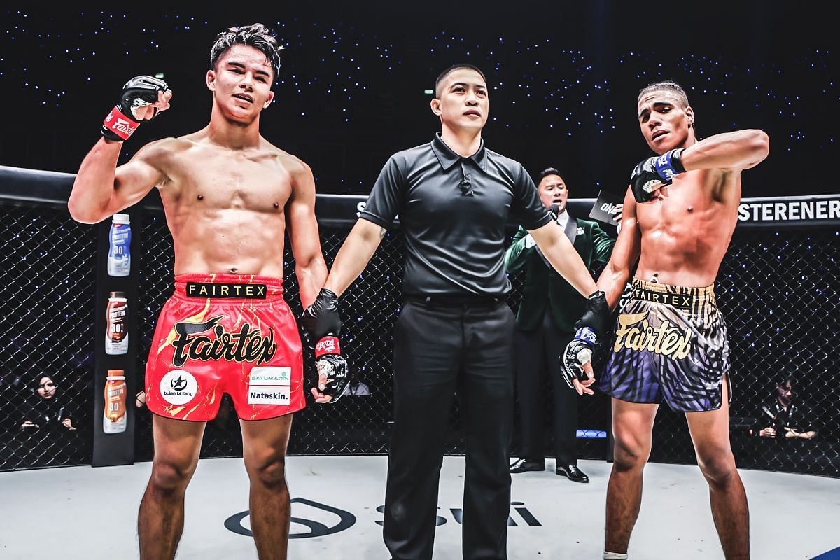 Johan Ghazali and Johan Estupinan as they await the official decision. [Photo via: ONE Championship]