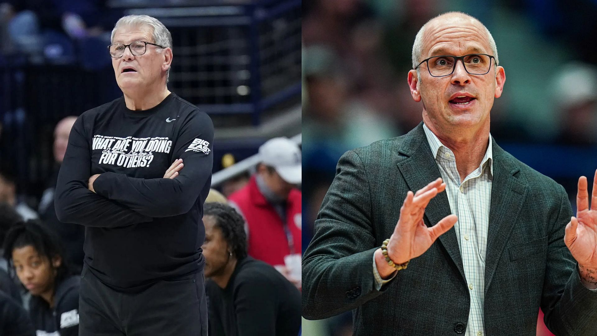 Geno Auriemma and Dan Hurley. - Source: David Butler II, Imagn