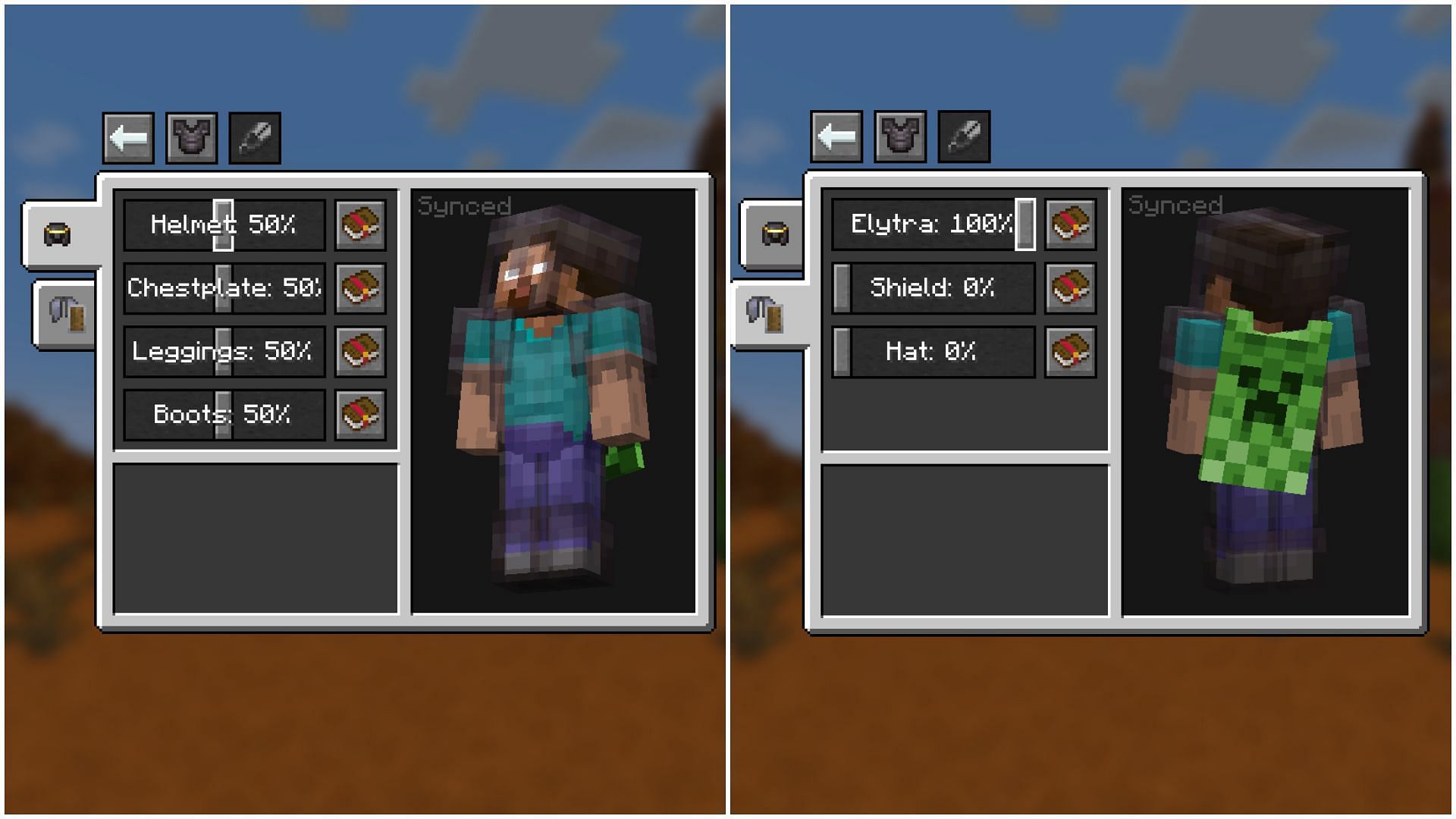 The mod lets you configure all of your gear (Image via Mojang Studios)