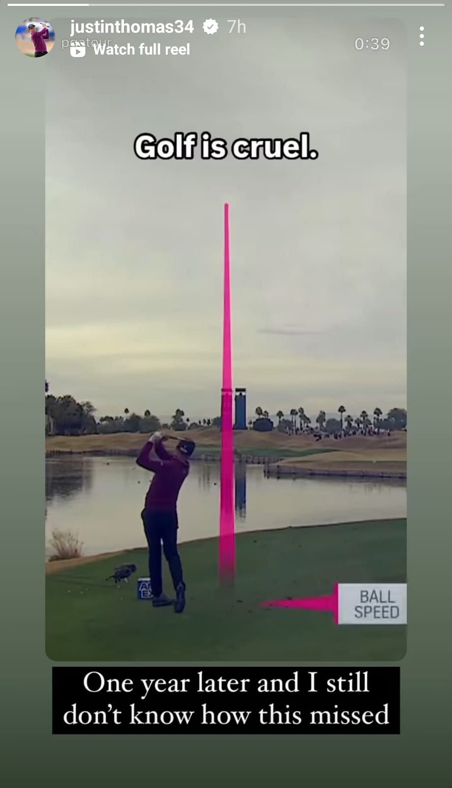 Still from Justin Thomas&#039; Instagram story/@justinthomas34