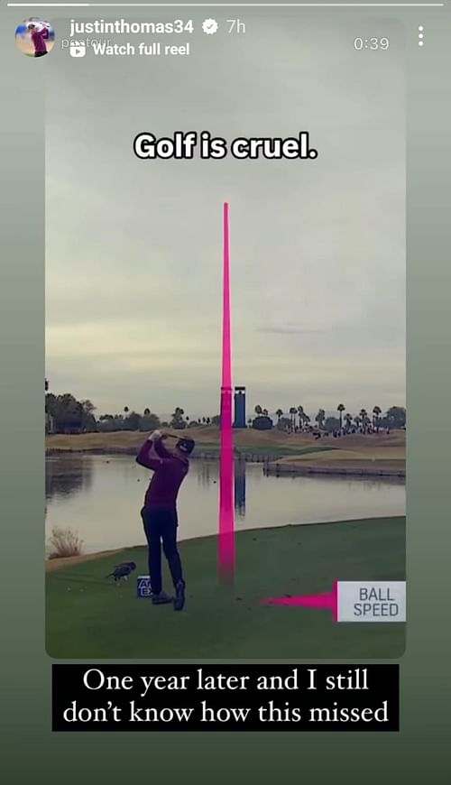 Still from Justin Thomas' Instagram story/@justinthomas34