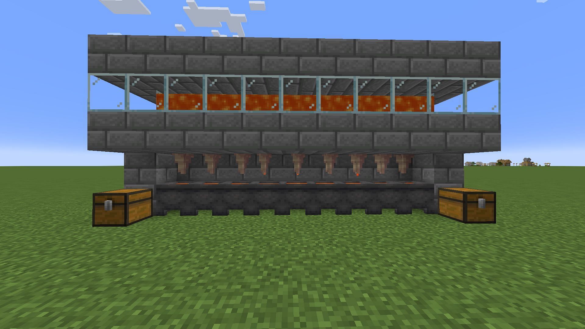 Finishing up the lava farm (Image via Mojang Studios)