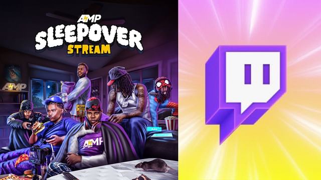 AMP announces sleepover stream on Twitch (Image via AMP, Twitch/X)