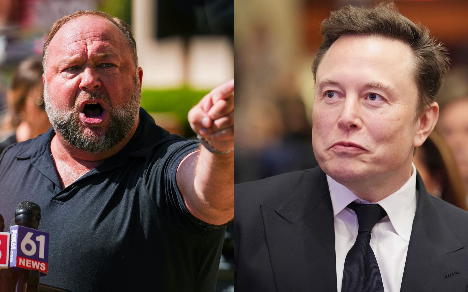 Ex-UFC star slams Elon Musk (right) and Alex Jones (left) in social media rant. [Image courtesy: Getty Images] 