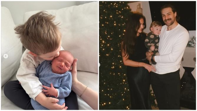 Oilers' Stuart Skinner and wife Chloe celebrate the arrival of their second baby boy Darcy Daniel