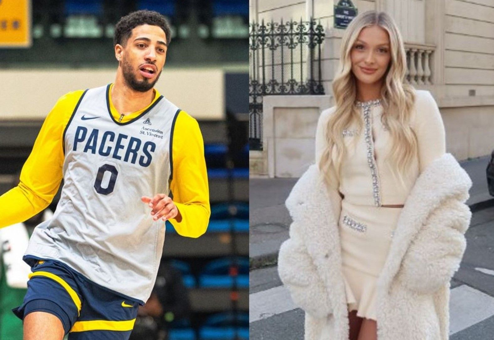 Tyrese Haliburton raves about girlfriend Jade Jones outfit as she hits the streets of Paris. -- Photos from Indiana Pacers X page and Jade Jones 