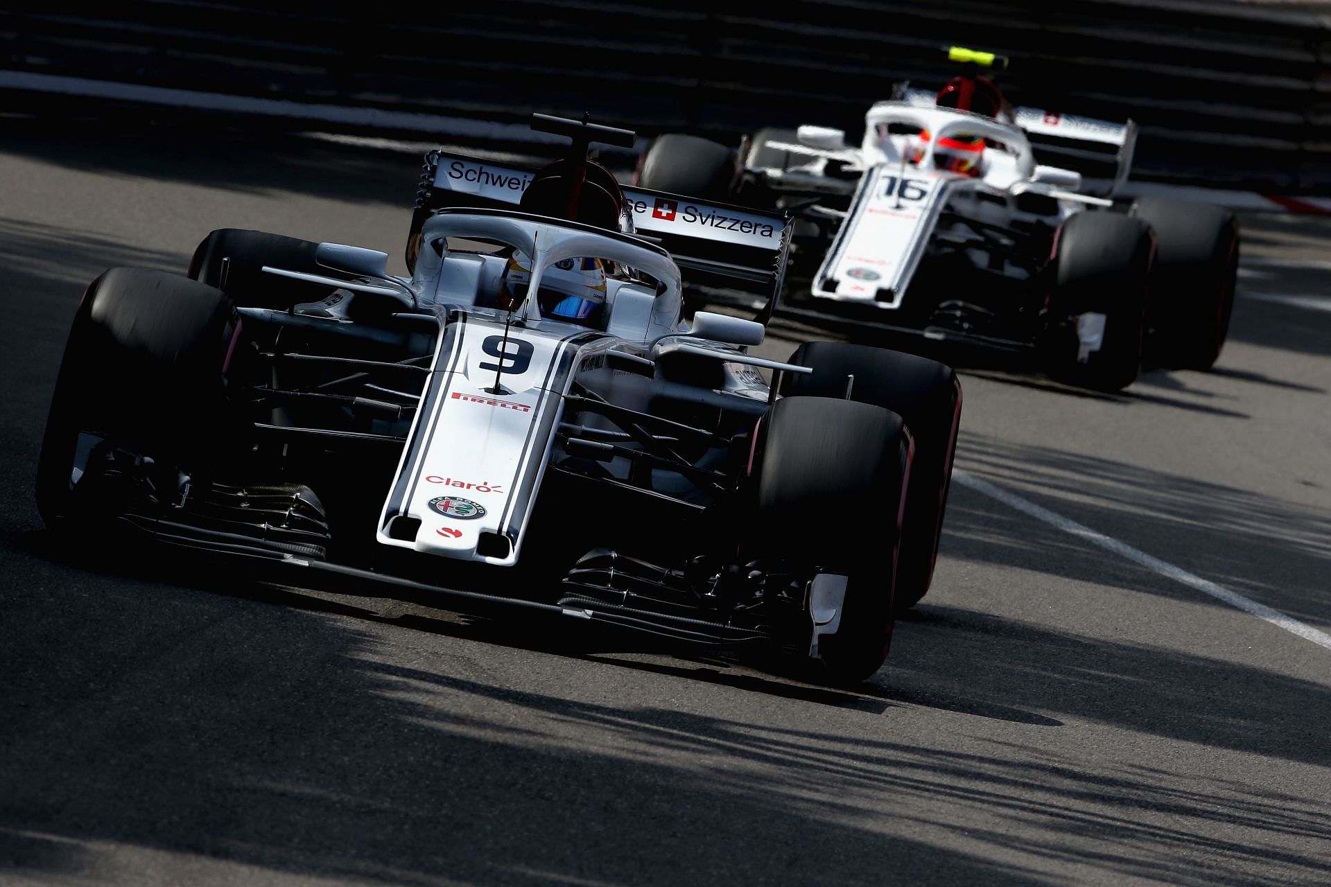 Marcus Ericsson (9) and Charles Leclerc (16) on track during practice for the Monaco Formula One Grand Prix - Source: Getty