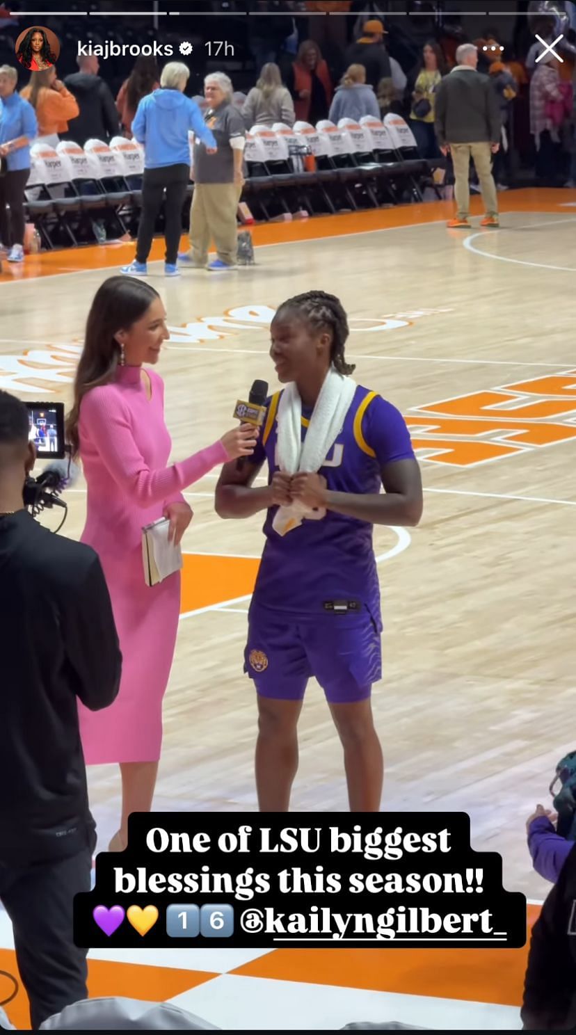 Kia Brooks praises Kailyn Gilbert after impressive performance for LSU Tigers (image credit: instagram/kiajbrooks)