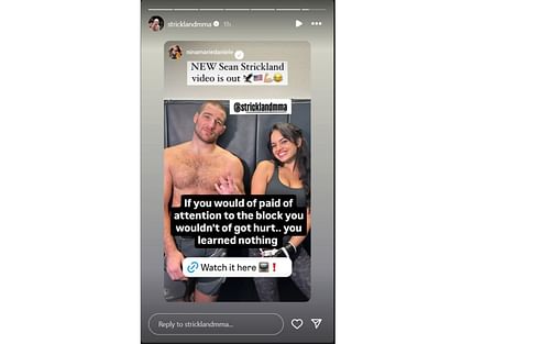 Screenshot of Strickland's story on Instagram [via @stricklandmma]