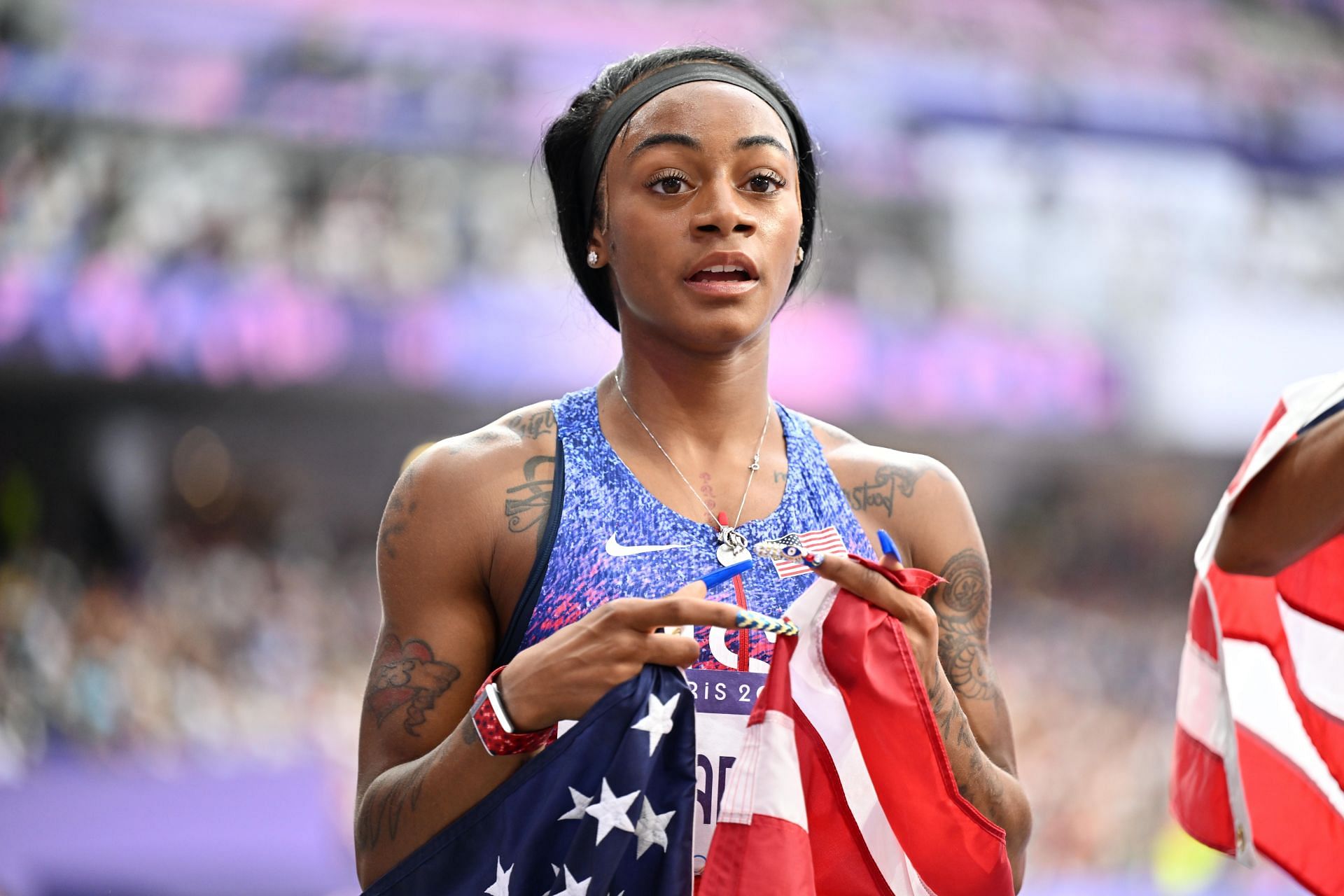 Sha&#039;carri Richardson of Team United States at the Olympic Games 2024 in Paris, France. (Photo via Getty Images)