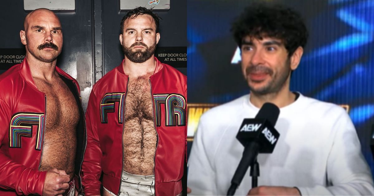 FTR (left) and Tony Khan (right) [Source: Dax Harwood on X and AEW YouTube]