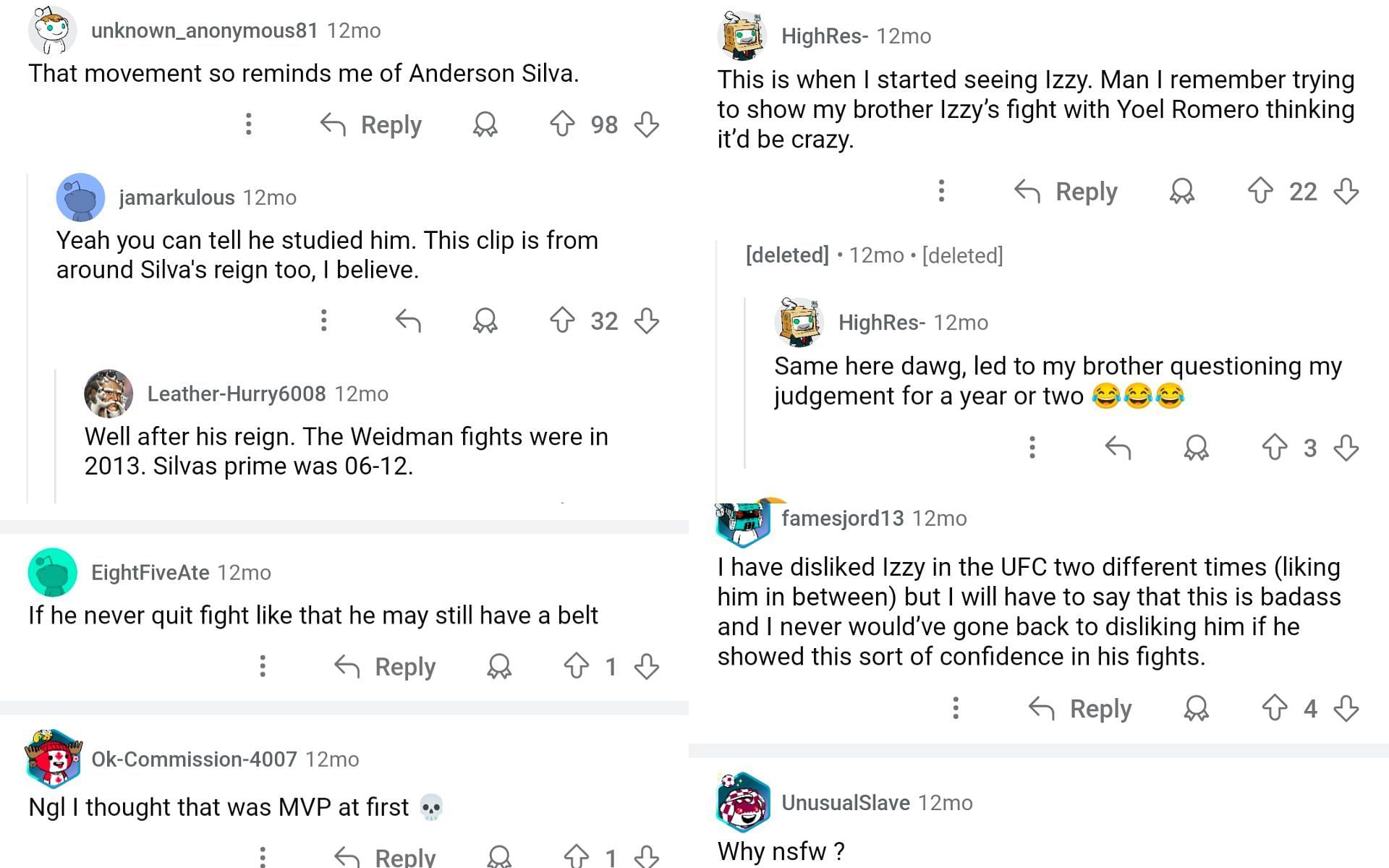 Fan reactions screenshots. [Screenshot courtesy: @ufc on Reddit]