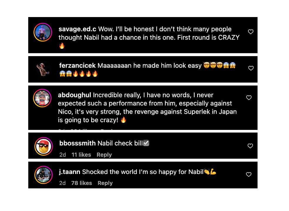 Screenshot of fans&#039; comments. [ONE Championship/Instagram]