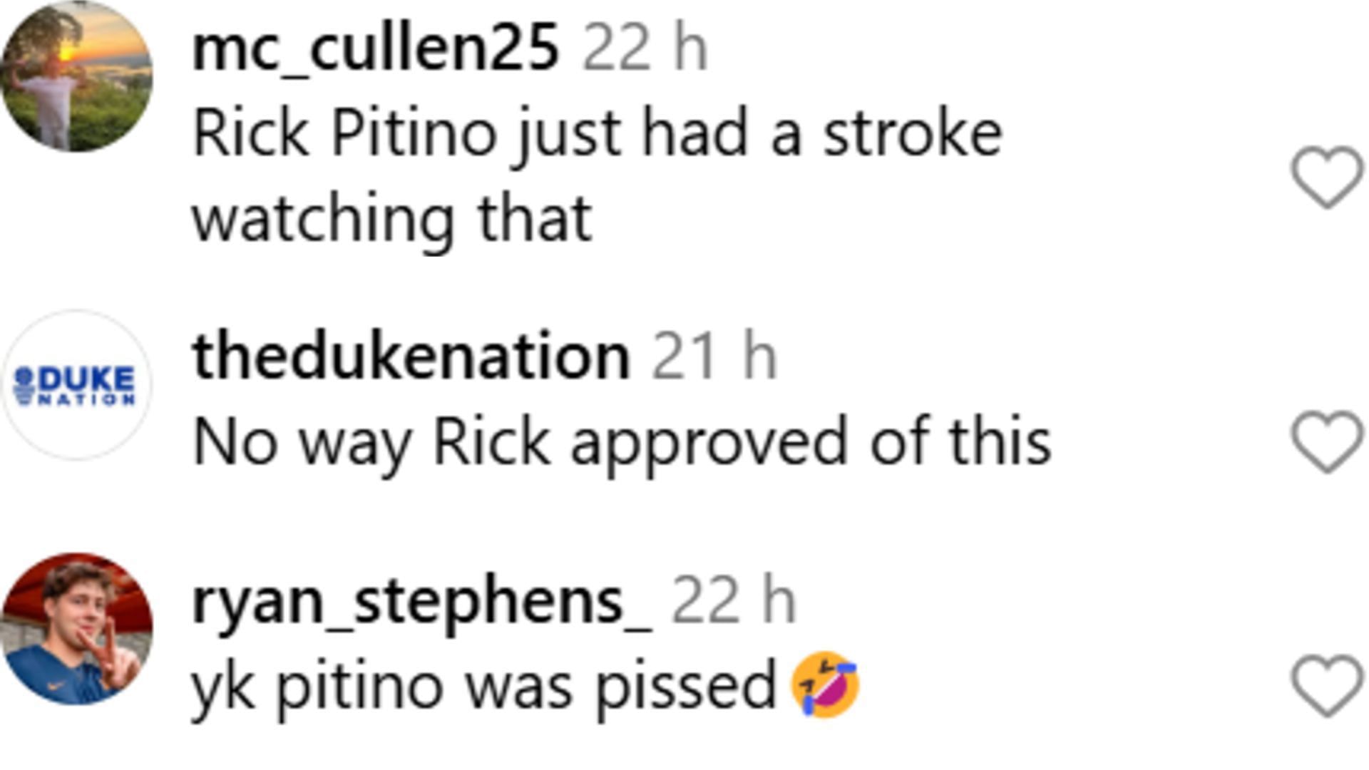 St. John&#039;s fans believed Simeon Wilcher left coach Rick Pitino red-faced with his failed dunk. (Source: https://www.instagram.com/reel/DEazrNDyooI/?igsh=Y25sazBoYXRxOWFs)