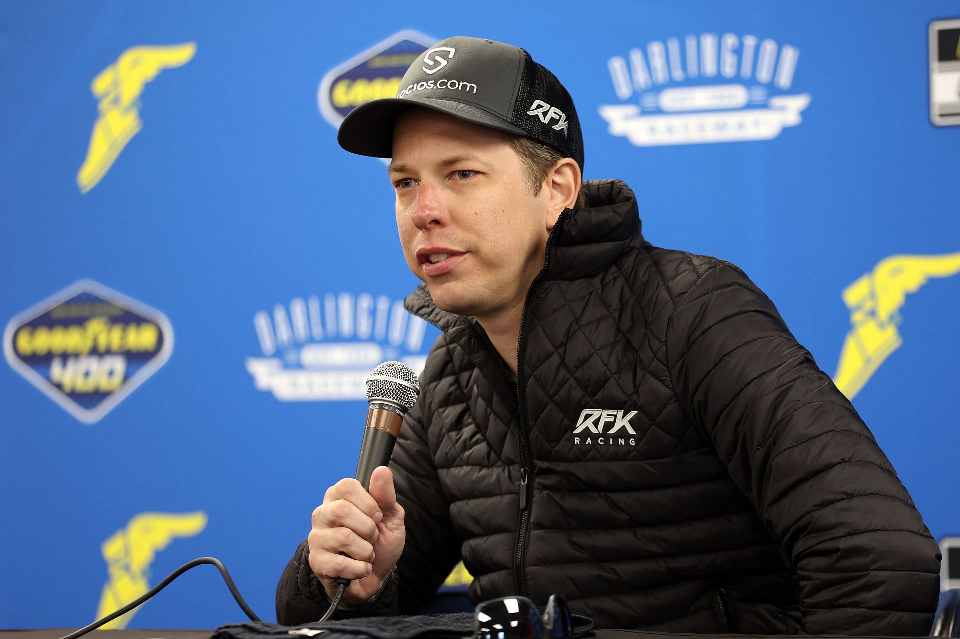 Brad Keselowski announces the RFK Racing and King&#039;s Hawaiian partnership during a press conference at Darlington Raceway on May 08, 2022 - Source: Getty