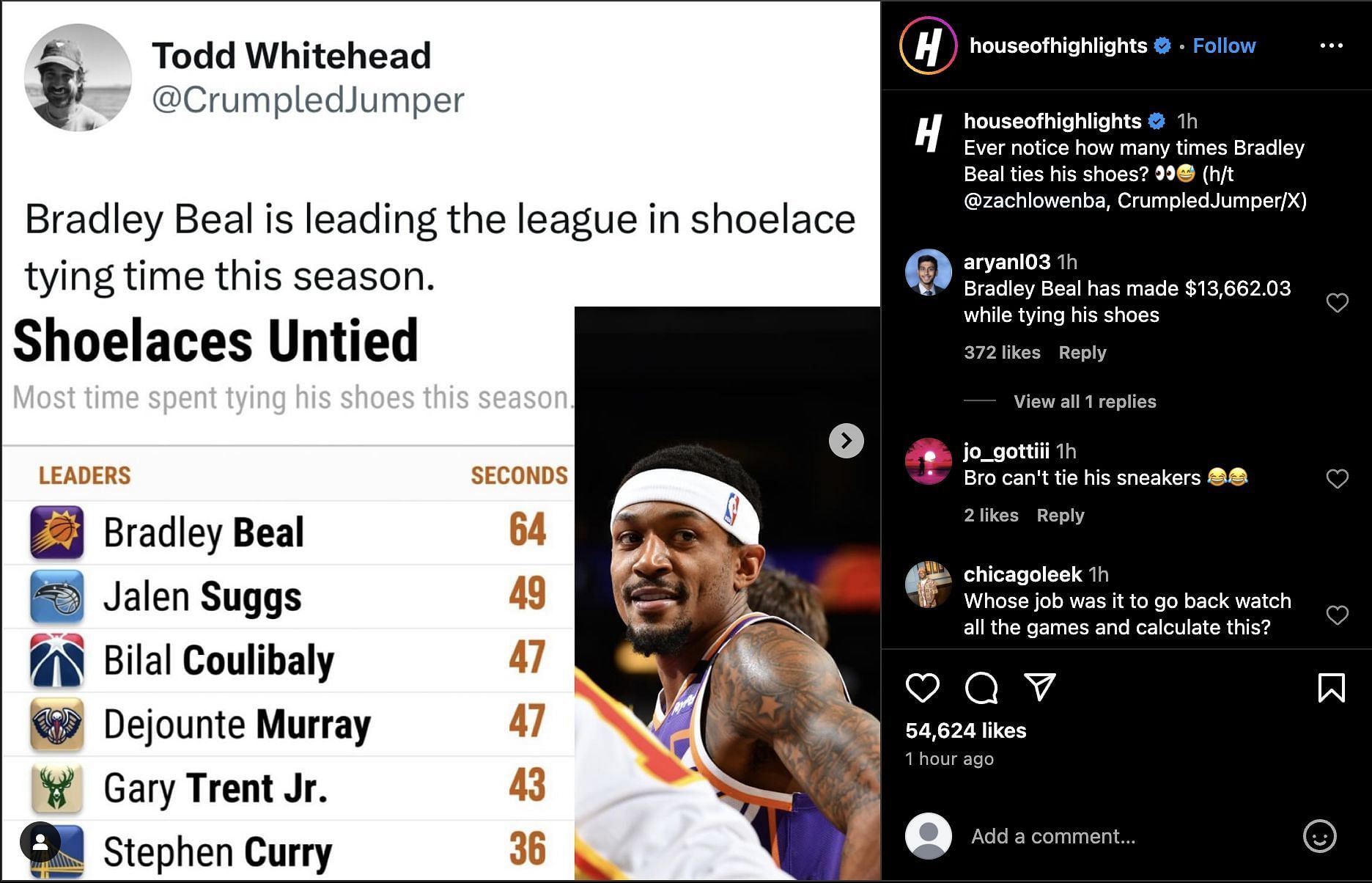 Fans had a good time with House of Highlight&#039;s post on Bradley Beal&#039;s sneaker habits.