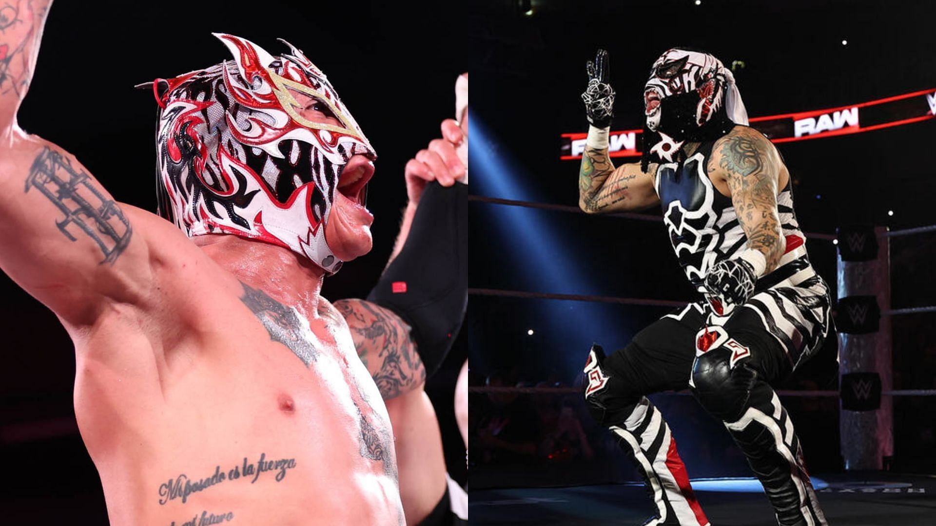 Penta (right) has made his WWE debut while Rey Fenix (left) is still under contract with AEW [Photo: wwe.com and allelitewrestling.com