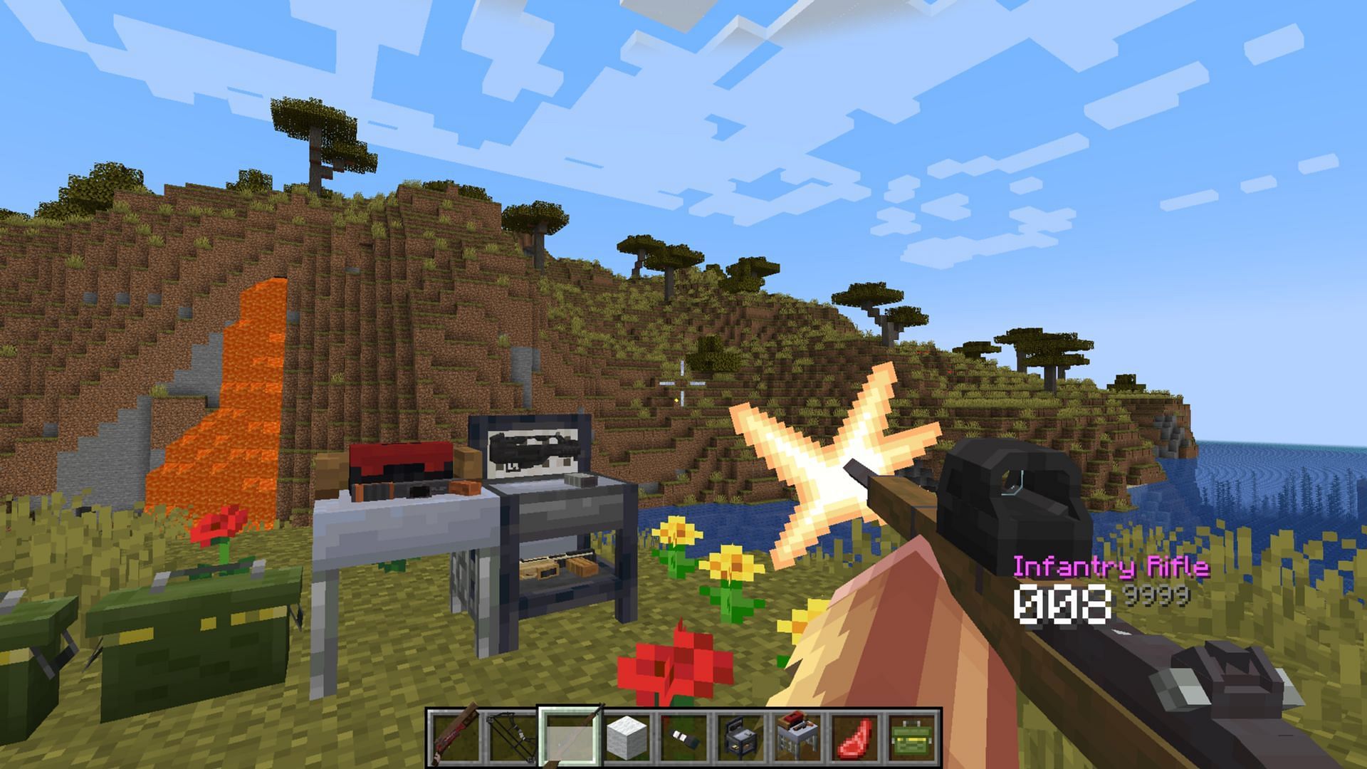 Just Enough Guns adds many weapons and customization options, making it one of the most realistic Minecraft gun mods in 2025 (Image via Mojang Studios || Curseforge/@MigaMi)