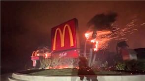 McDonald's restaurant in flames as Palisades and Eaton Wildfires rampage Los Angeles: Los Angeles fire details and list of other restaurants impacted