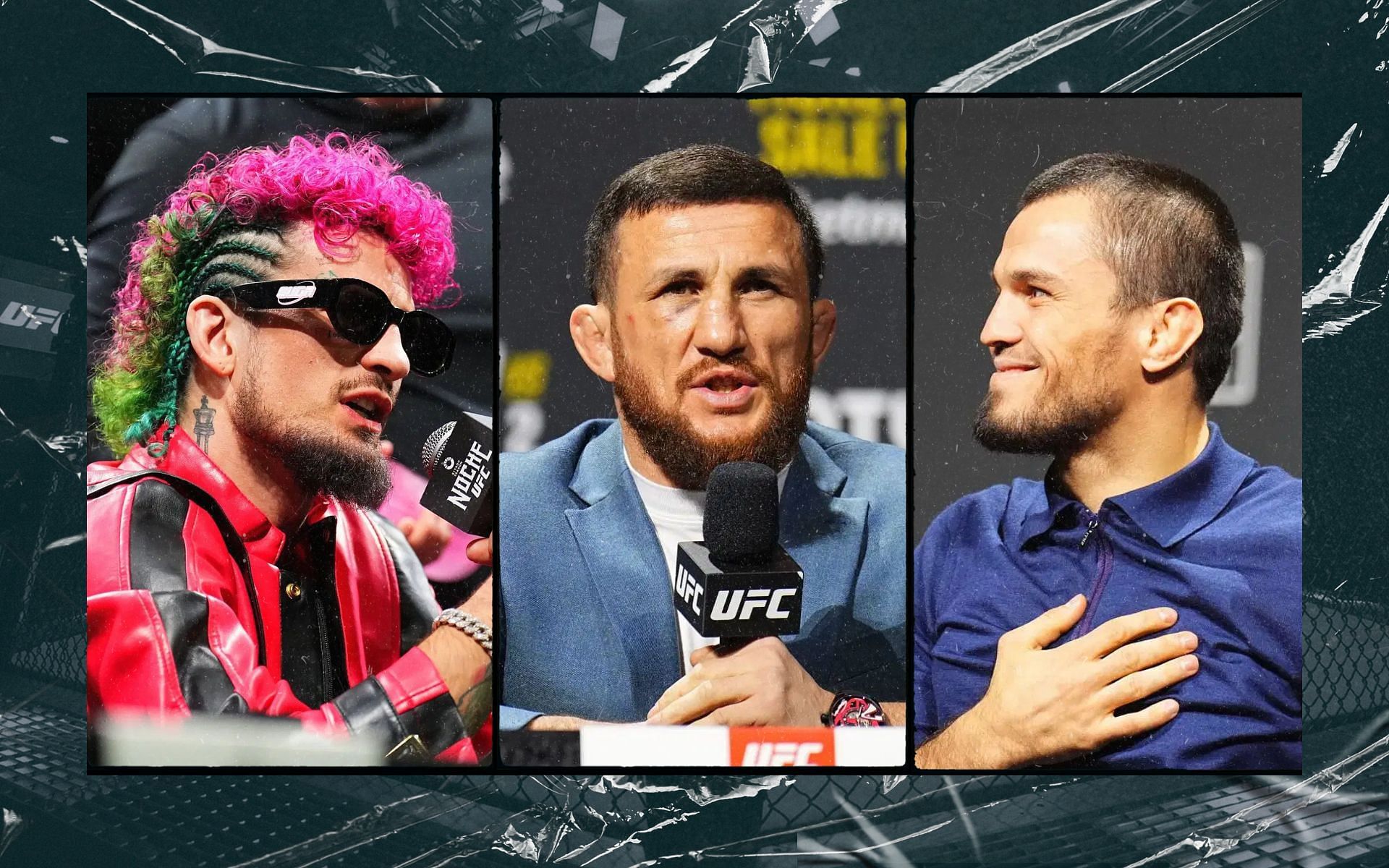 Merab Dvalishvilli (center) opens up on his feud with Umar Nurmagomedov (right) and his rivalry with Sean O