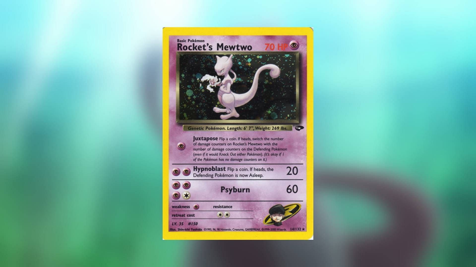 The first Rocket&#039;s Mewtwo card released can fetch a high price online (Image via The Pokemon Company)